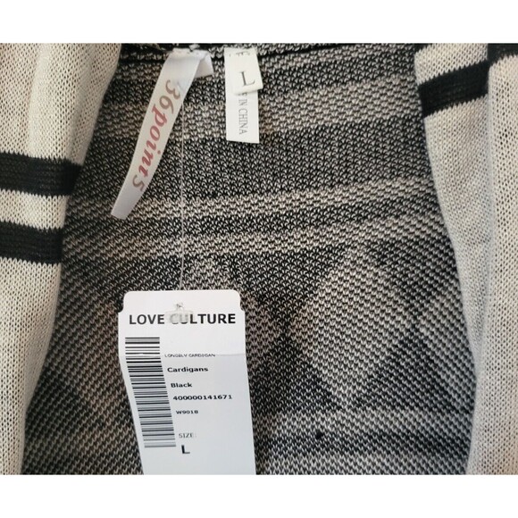 Love Culture Cardigan Black and White Geometric Pattern Size L - Picture 5 of 5